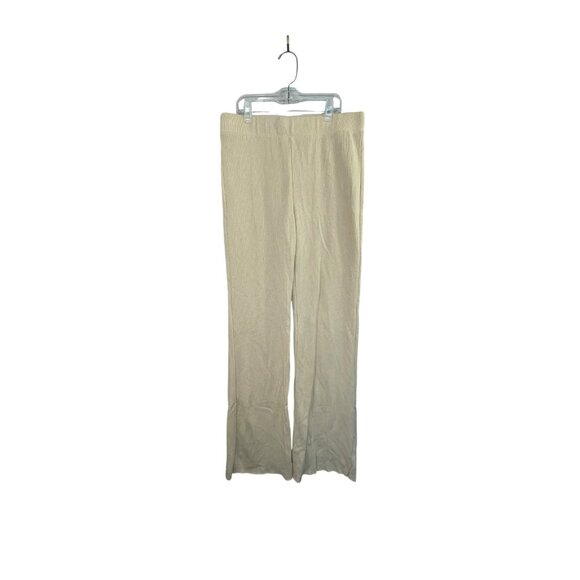 WILDFOX Knit Wideleg Pants Beige Size Medium NWOT - Picture 1 of 3